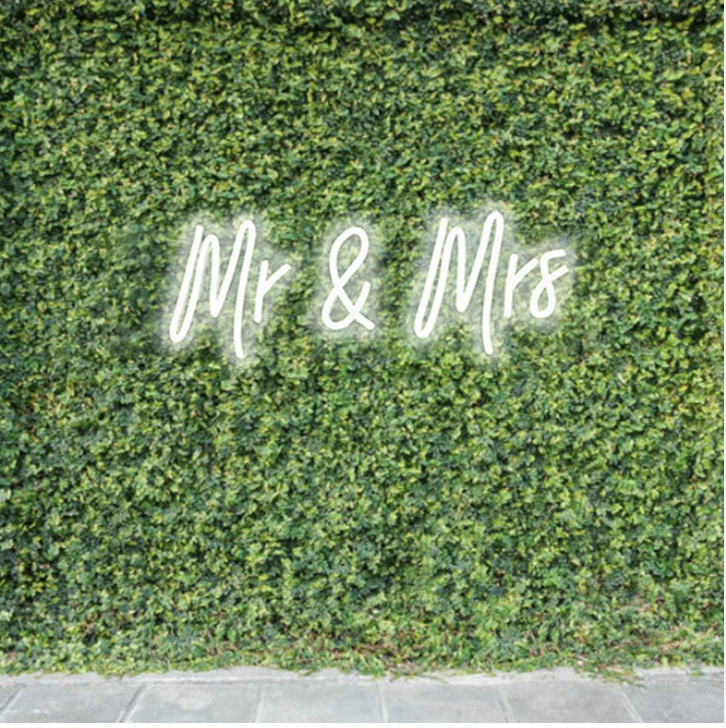 Illuminate Your Wedding with the Mr. & Mrs. White Neon Sign