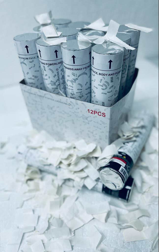 12 inch Confetti Cannon White Paper
