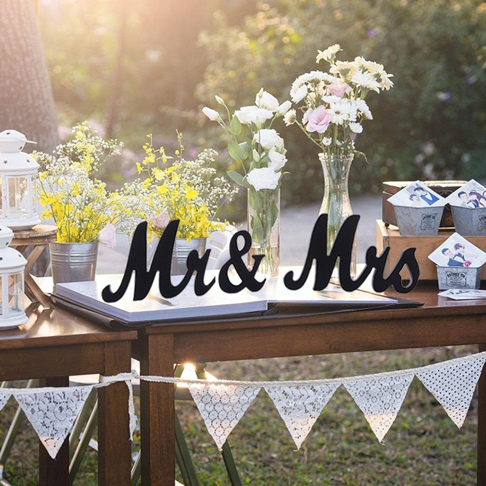 Mr and Mrs Sign Wedding Decorations Black