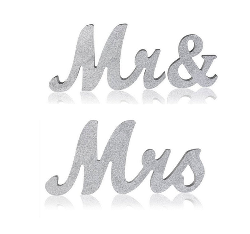 Mr and Mrs Sign Wedding Decorations Silver Sparkle
