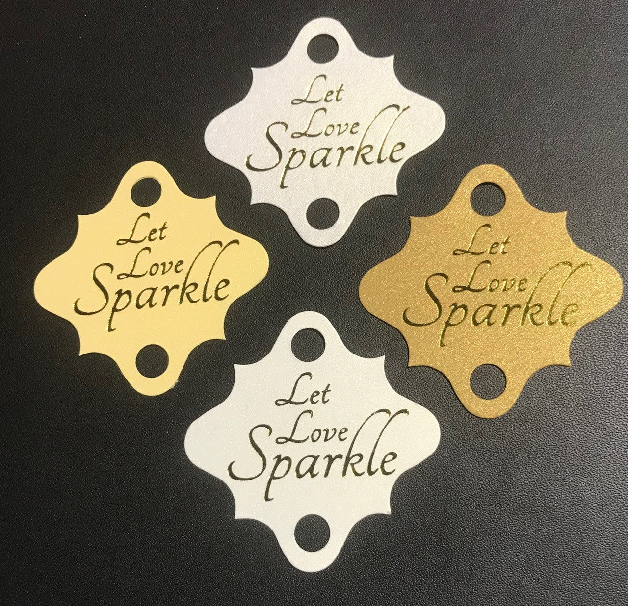 'Let Love Sparkle' Wedding Tags on Dark Kraft (pack of 24)