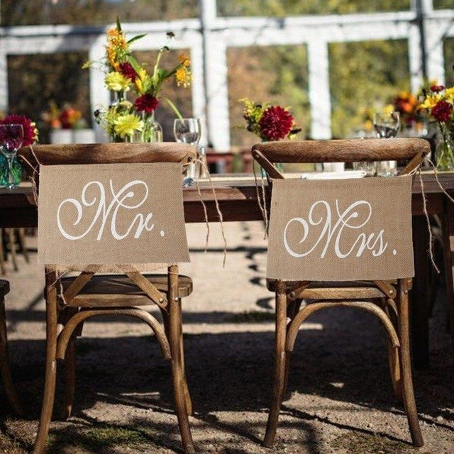 Mr and Mrs Chair Banners for Wedding Decoration