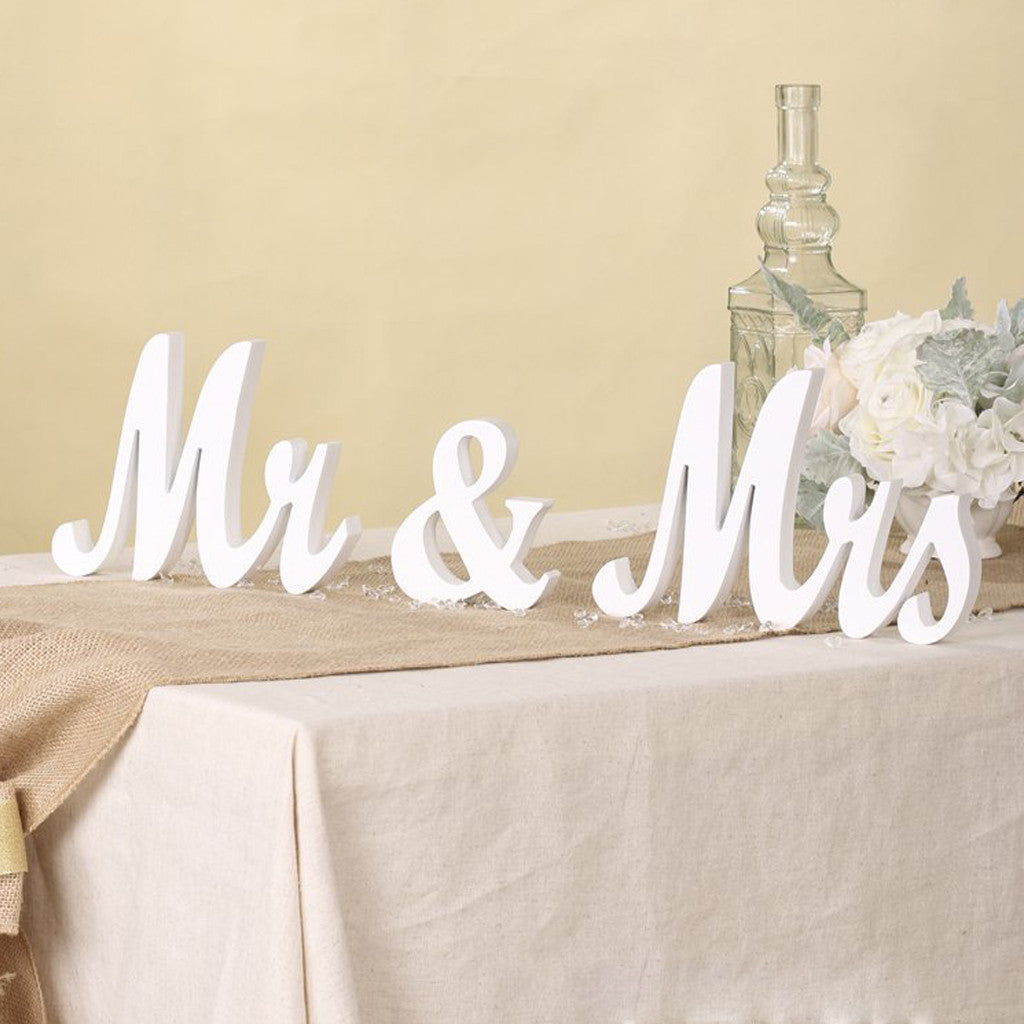 Mr and Mrs Sign Wedding Decorations White