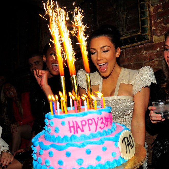 birthday cake with sparklers