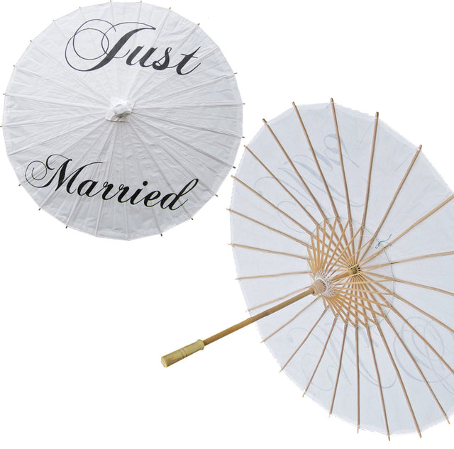Just Married Paper Umbrella Wedding Parasol Traditional Chinese Paper Parasol for Wedding Decoration
