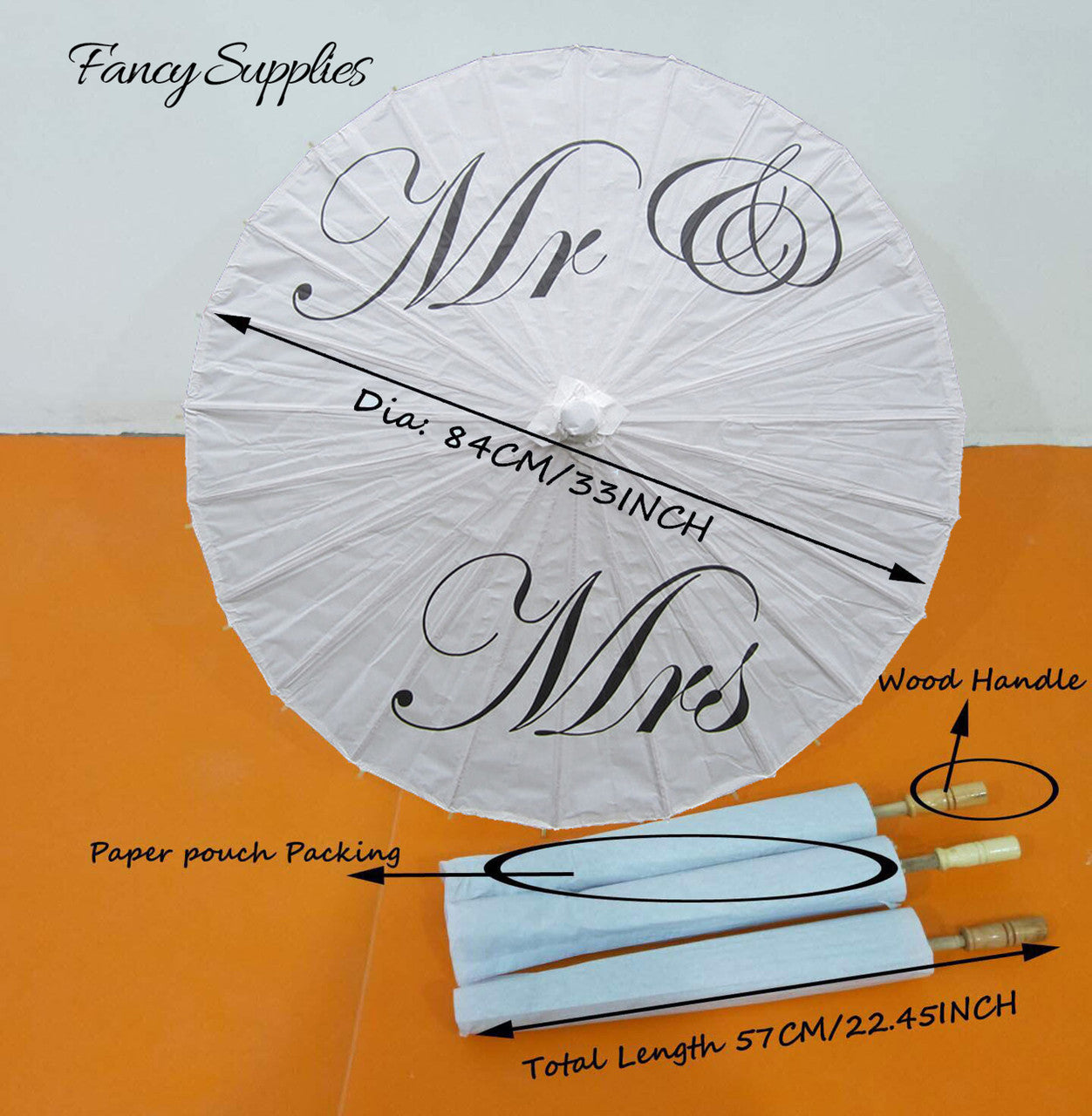 Mr & Mrs Paper Umbrella Wedding Parasol Traditional Chinese Paper Parasol for Wedding Decoration 