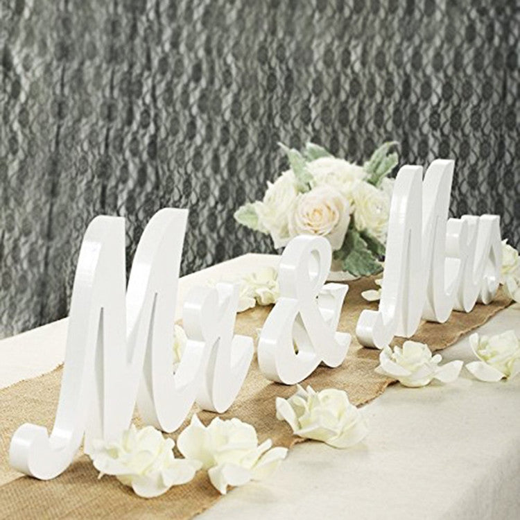 Mr and Mrs Sign Wedding Decorations White