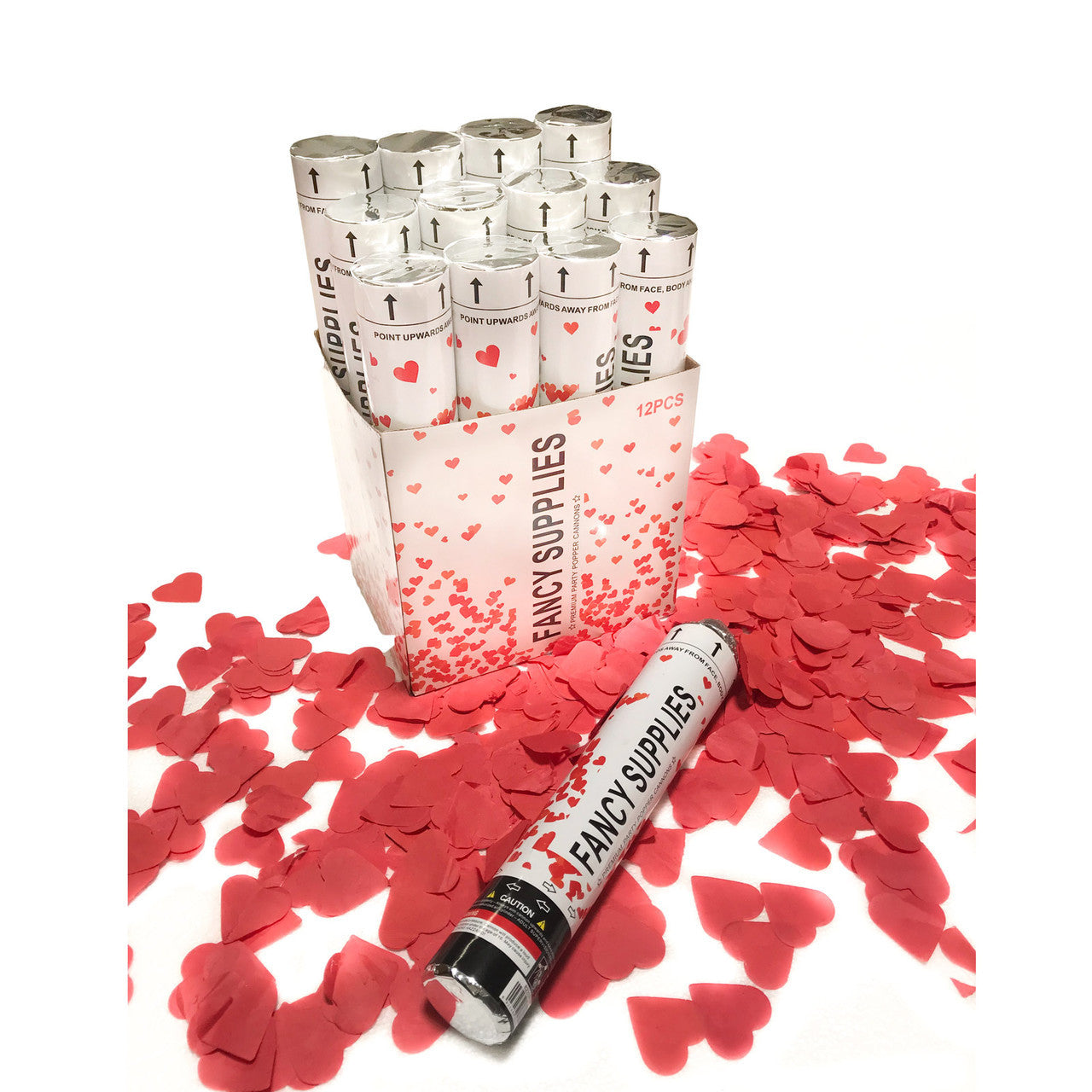 12 inch Confetti Cannon Red Hearts